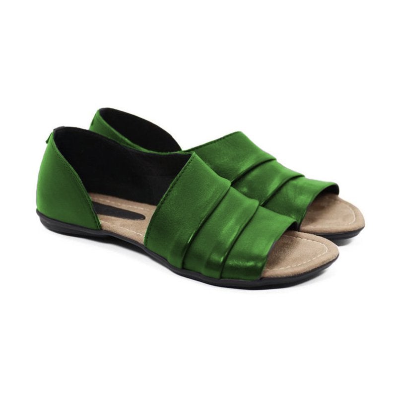 Women Ruffles Pu Slip-on Casual Flat Sandals Newgew