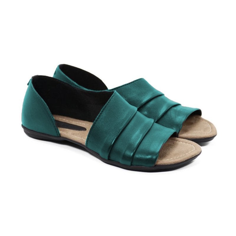 Women Ruffles Pu Slip-on Casual Flat Sandals Newgew