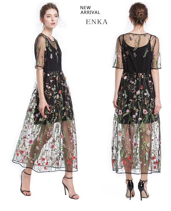 Immeasurable Joy Embroidered Mesh Maxi Dress - Black Ins Street