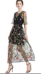 Immeasurable Joy Embroidered Mesh Maxi Dress - Black Ins Street