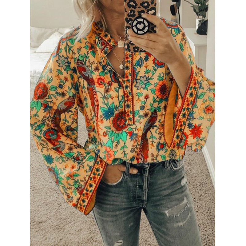 Yala Paisley-Bluse mit Knopfleiste und Ballonärmeln 