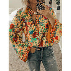 Yala Paisley-Bluse mit Knopfleiste und Ballonärmeln 