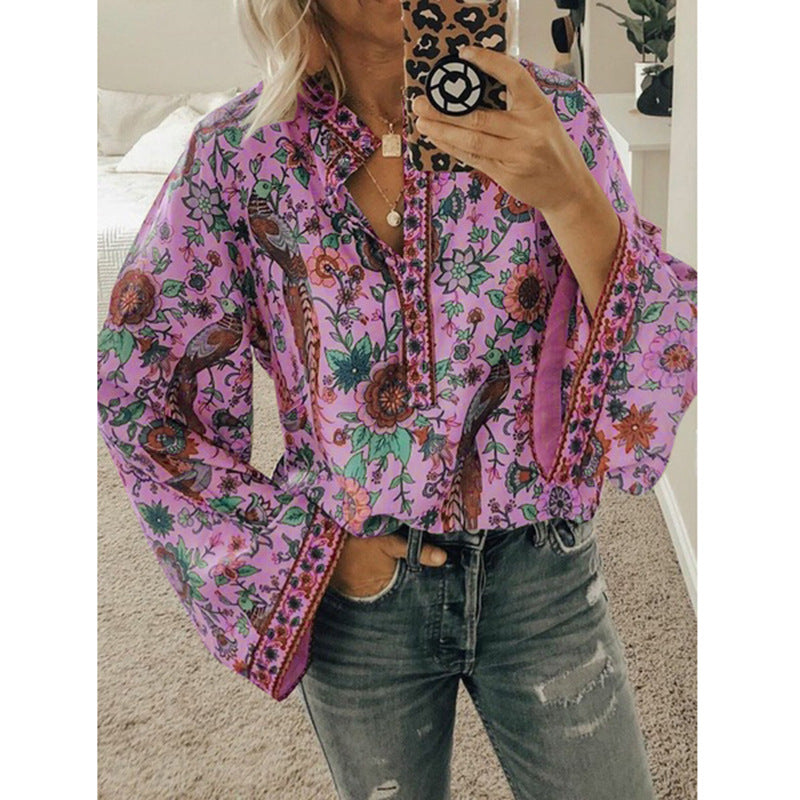 Yala Paisley-Bluse mit Knopfleiste und Ballonärmeln 