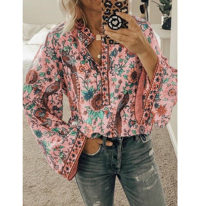 Yala Paisley-Bluse mit Knopfleiste und Ballonärmeln 