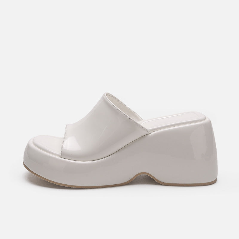 Damen Sandalen mit hohem Plateauabsatz und offener Spitze