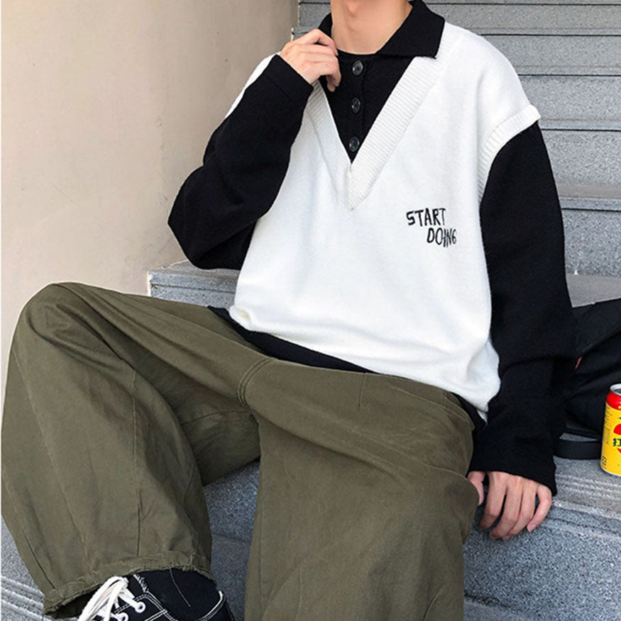 Collared Fake Two Casual Sweater