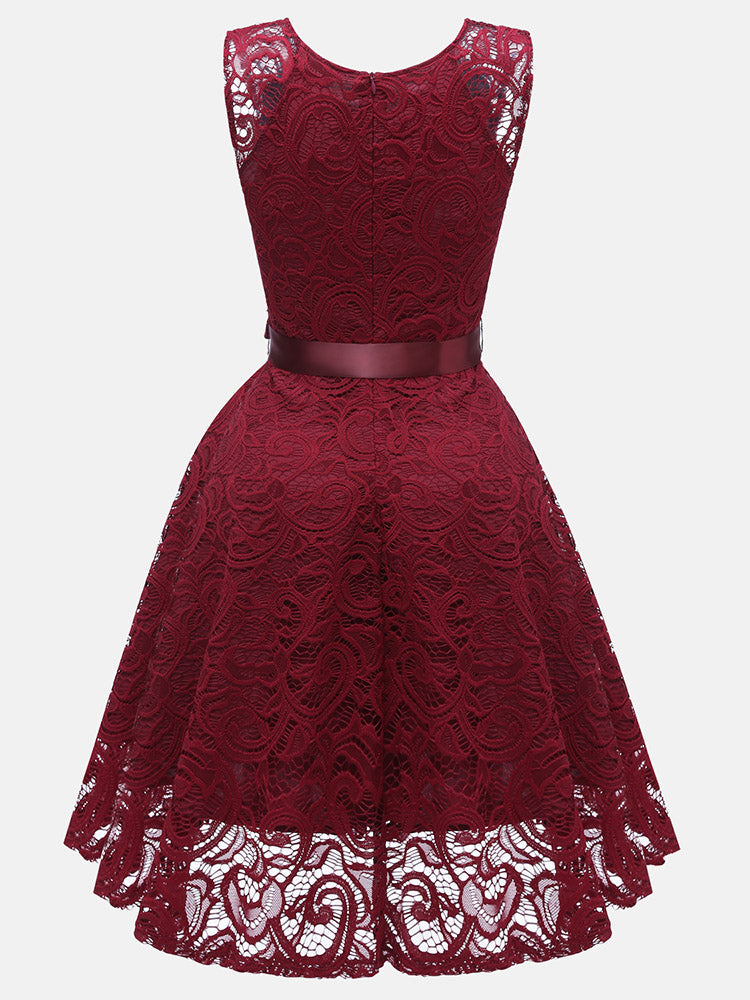 Elegant Sleeveless Lace Party Dress