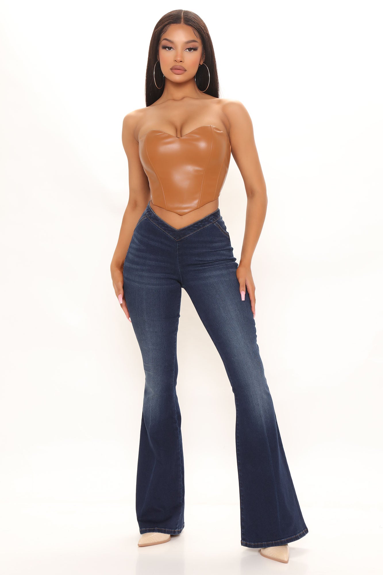 Ladies Night Out Stretch Flare Jeans - Dark Wash Ins Street