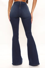 Ladies Night Out Stretch Flare Jeans - Dark Wash Ins Street