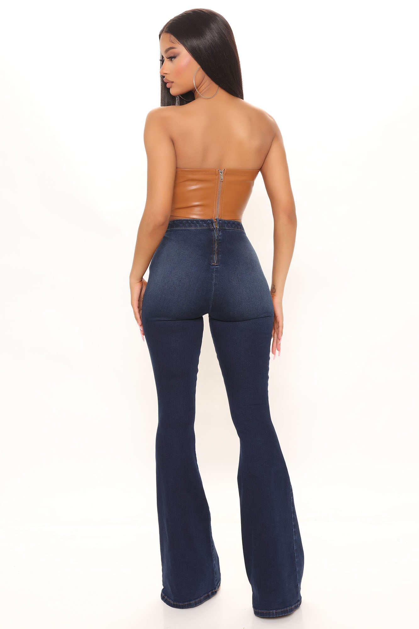 Ladies Night Out Stretch Flare Jeans - Dark Wash Ins Street