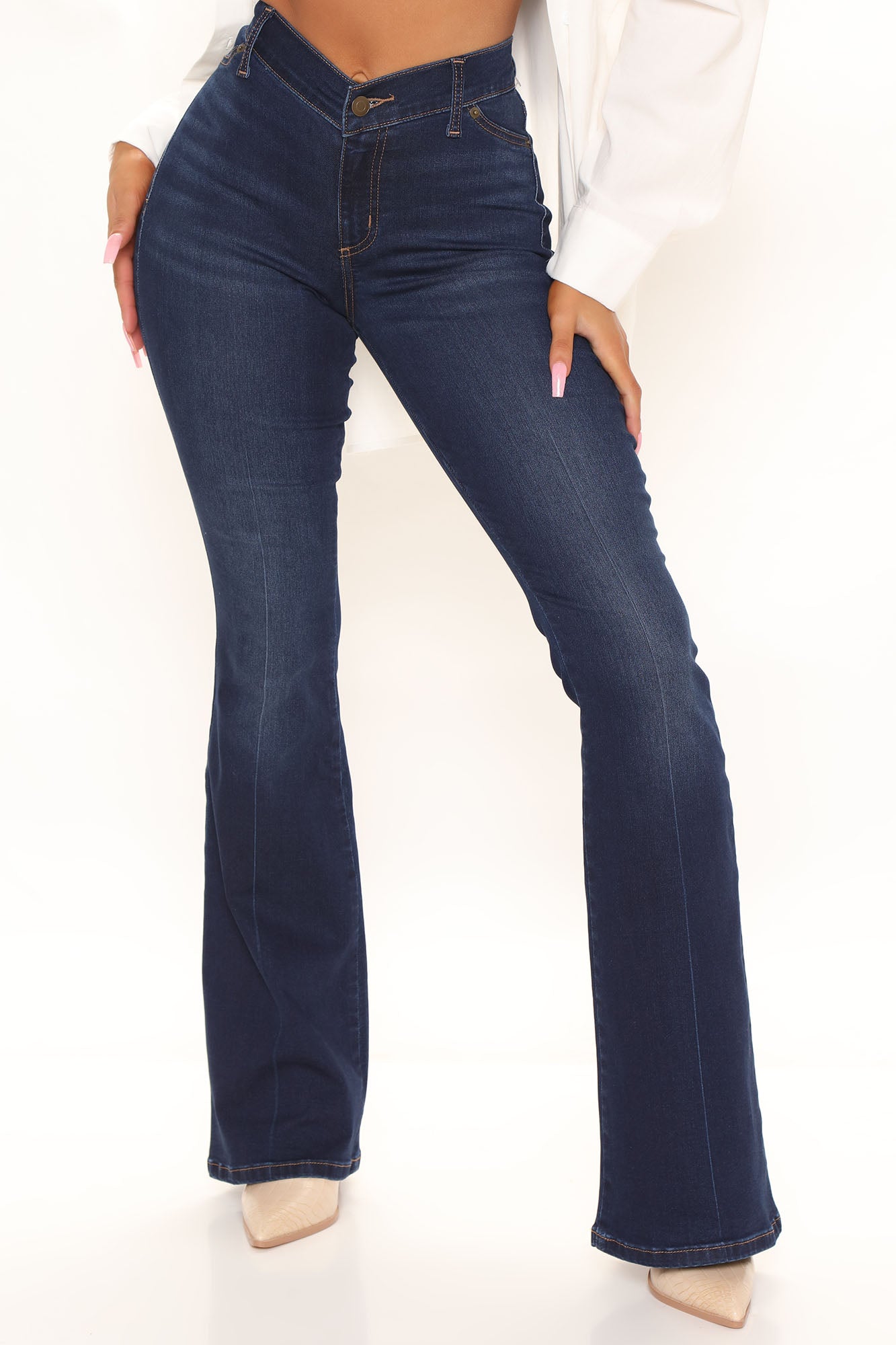 Get Around Flex Low Rise Flare Jeans - Dark Wash Ins Street