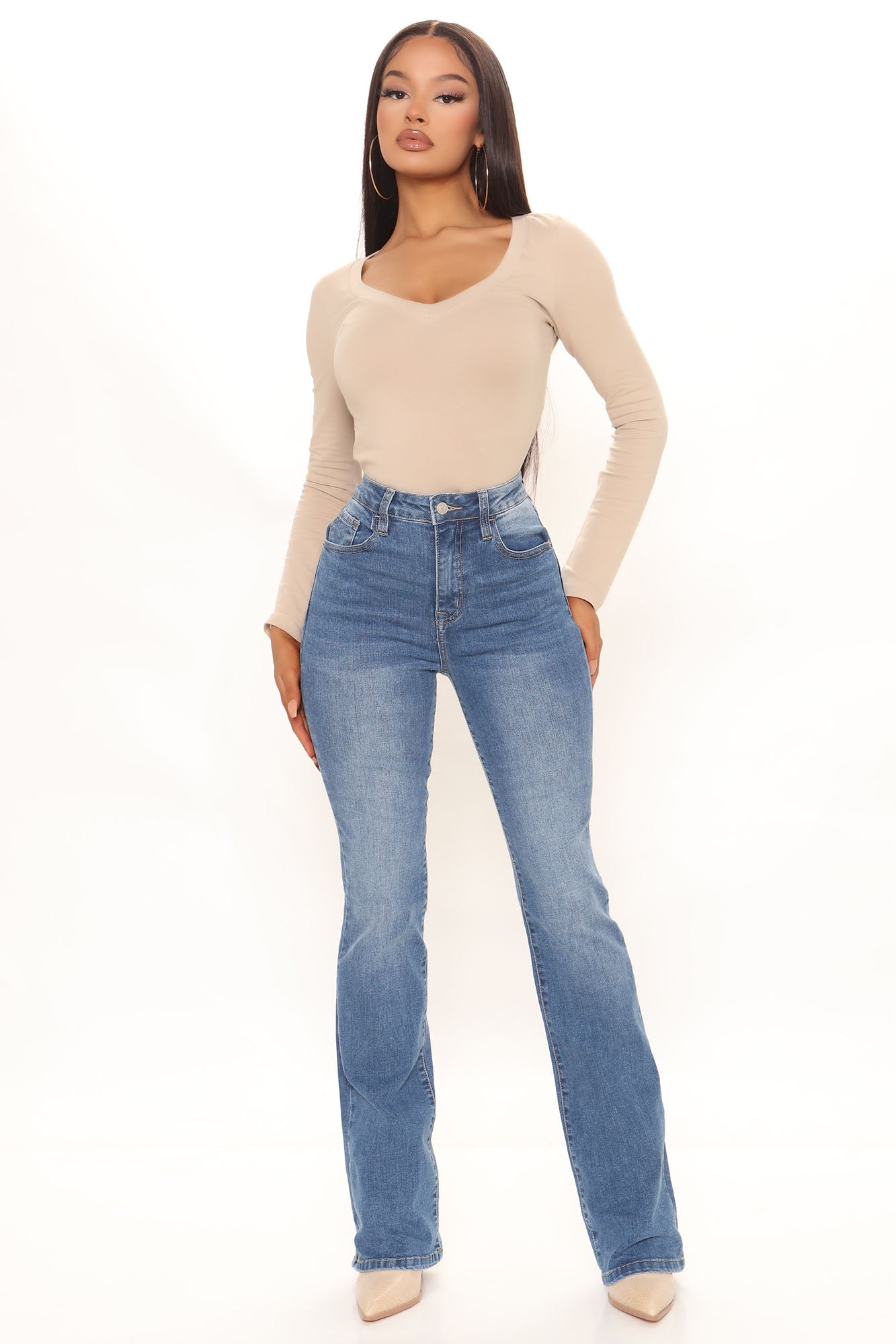 Full Heart Super Stretch Bootcut Jeans - Medium Blue Wash Ins Street