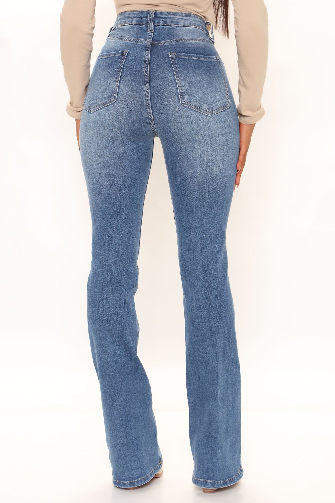 Full Heart Super Stretch Bootcut Jeans - Medium Blue Wash Ins Street