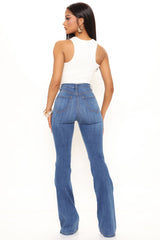Tall Luxurious Distressed Super Stretch Flare Jeans - Dark Wash