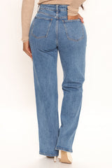 Tell Me High Rise Slim Straight Leg Jeans - Dark Wash