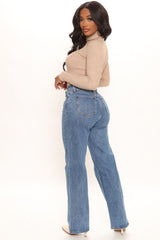 Tell Me High Rise Slim Straight Leg Jeans - Dark Wash