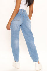 Vibe Check No Stretch Mom Jean - Light Blue Wash