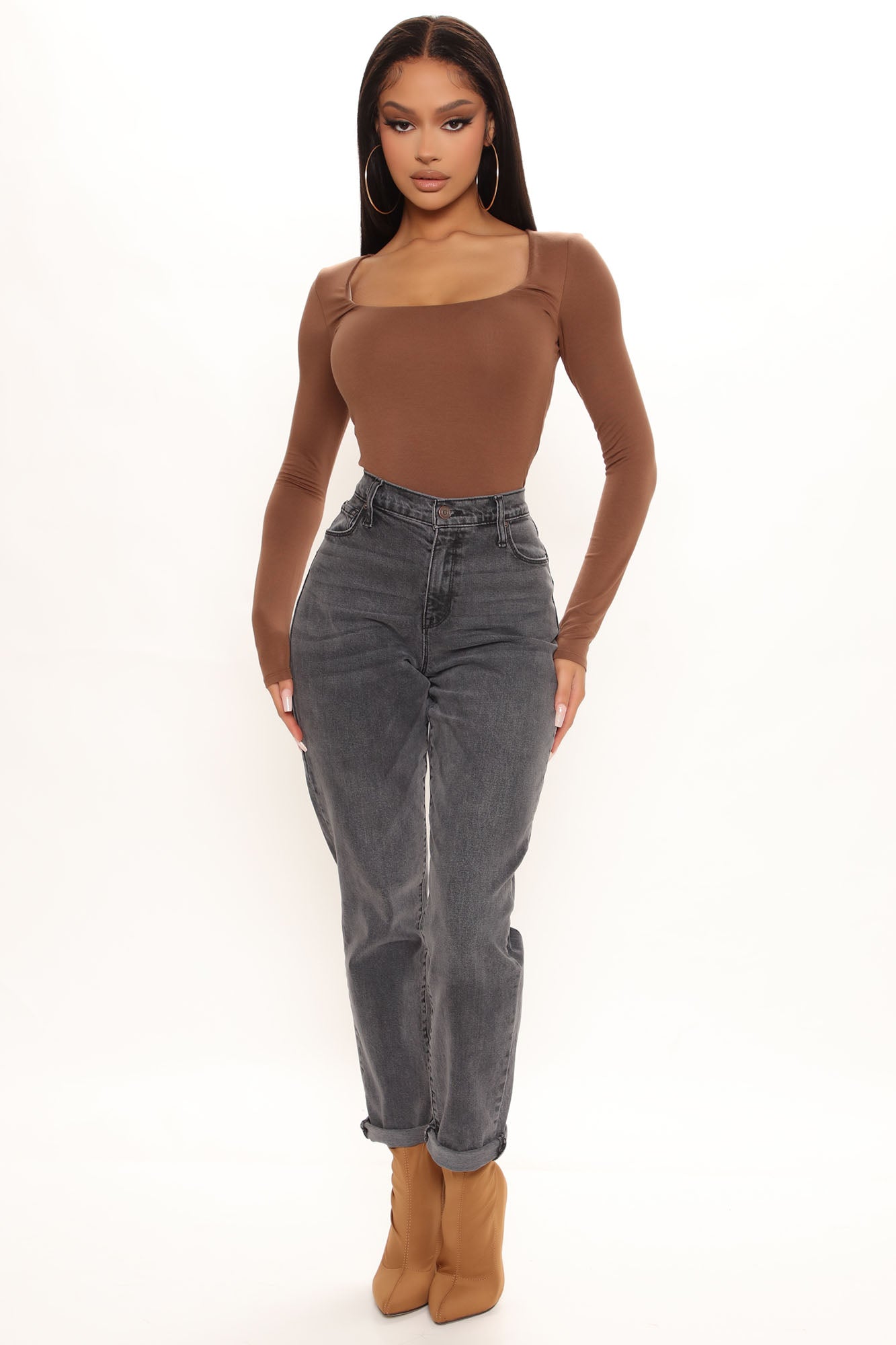 Hometown Cutie Mom Jeans - Grey Ins Street