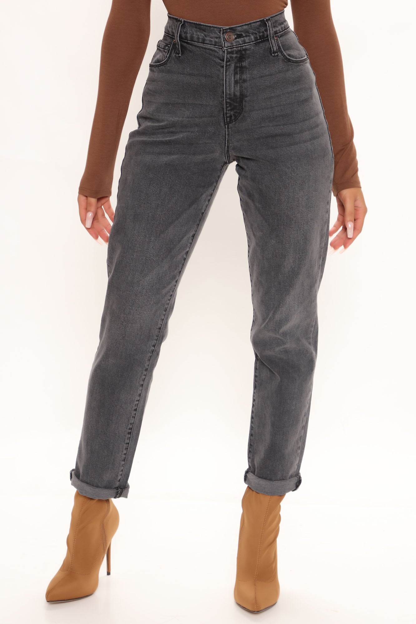 Hometown Cutie Mom Jeans - Grey Ins Street