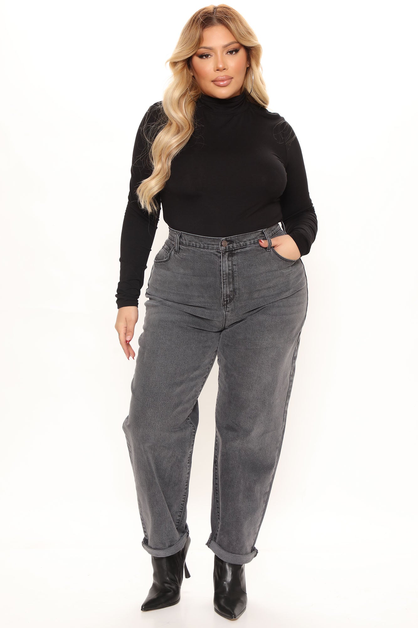 Hometown Cutie Mom Jeans - Grey Ins Street