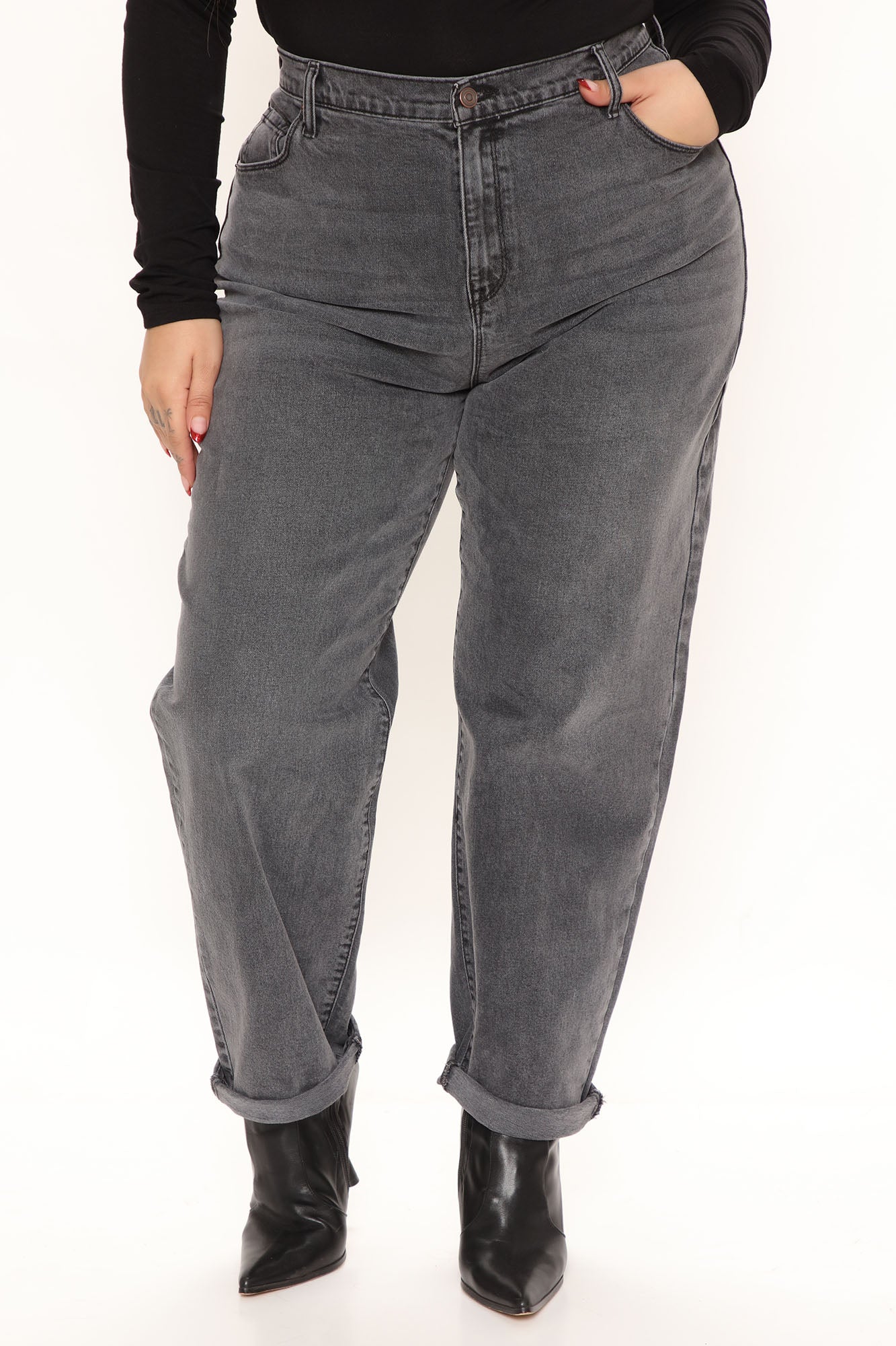 Hometown Cutie Mom Jeans - Grey Ins Street