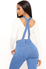 Feeling Fine Stretch Extreme Flare Overalls - Light Blue Wash Ins Street