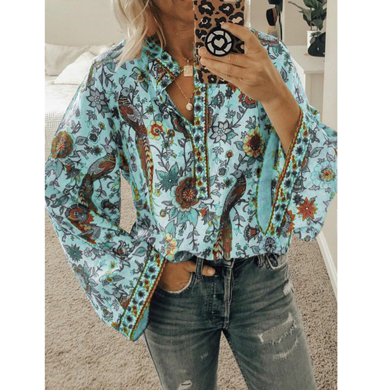 Yala Paisley-Bluse mit Knopfleiste und Ballonärmeln 