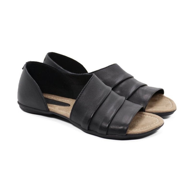 Women Ruffles Pu Slip-on Casual Flat Sandals Newgew