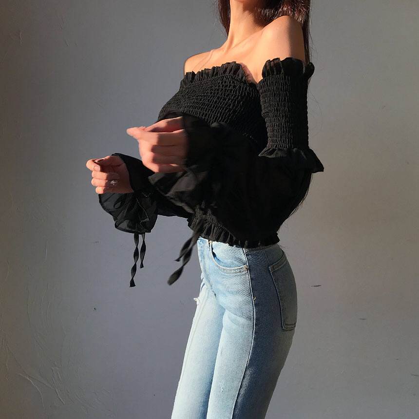Fawna Smocked Eyelet Crop Top - White - FINAL SALE