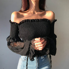 Fawna Smocked Eyelet Crop Top - White - FINAL SALE