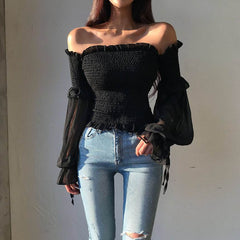 Fawna Smocked Eyelet Crop Top - White - FINAL SALE