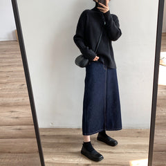 Long casual denim skirt