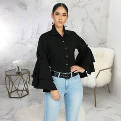 Isabella Buttoned Solid Casual Tunic Top