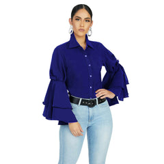 Isabella Buttoned Solid Casual Tunic Top