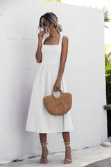 Teagan Babydoll-Kleid aus Baumwolle mit Stufenmuster - Off White