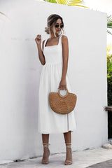 Teagan Babydoll-Kleid aus Baumwolle mit Stufenmuster - Off White