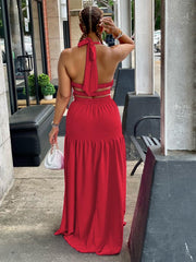 Neckholder-Maxikleid mit rückenfreiem Schnitt