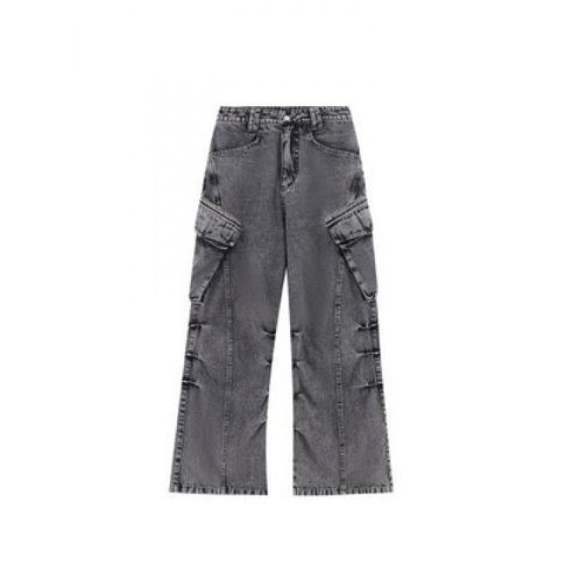 Acid Washed Baggy Cargo Jeans