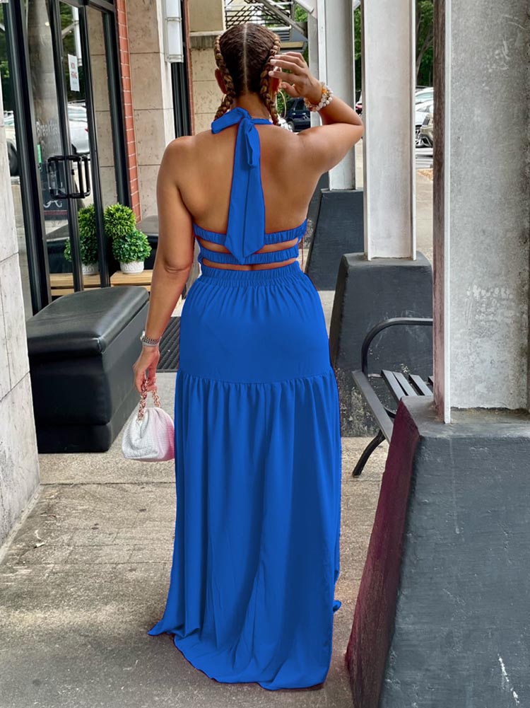 Neckholder-Maxikleid mit rückenfreiem Schnitt