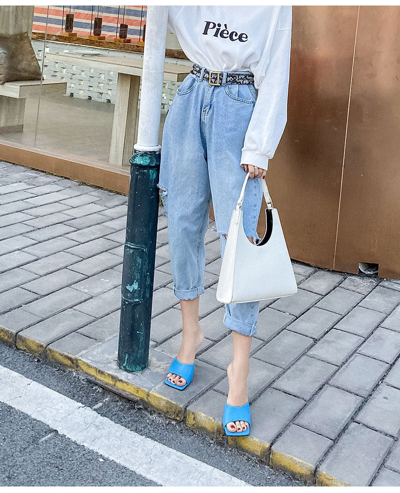 Trendy Basic Pantoletten mit quadratischer Zehenpartie