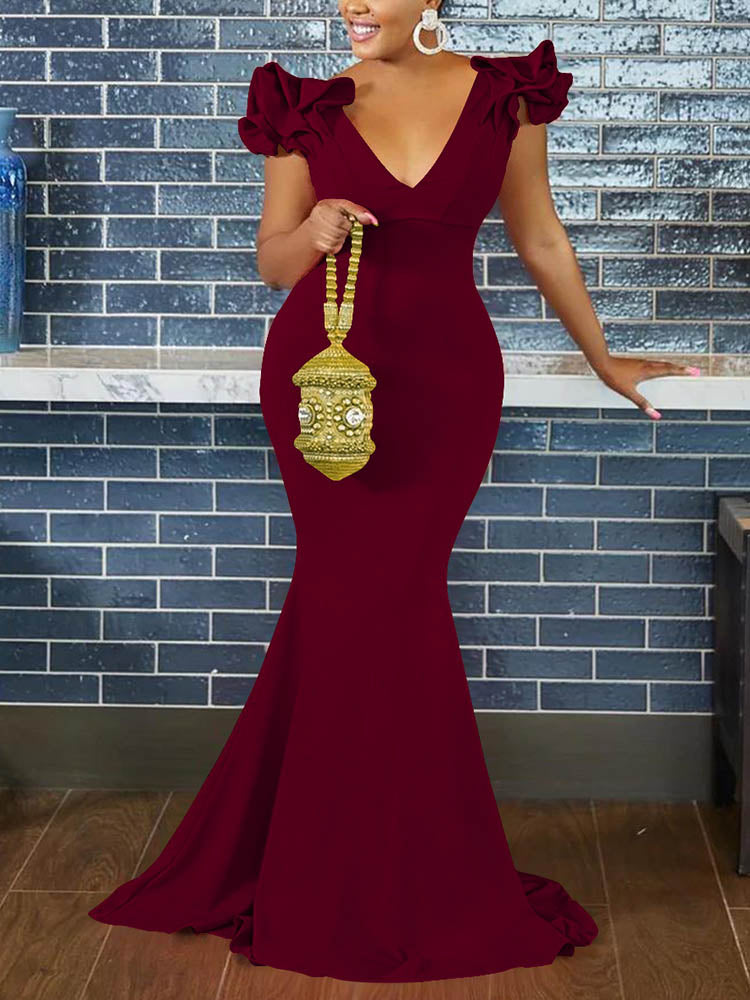 Elegantes Maxikleid mit Rüschenärmeln