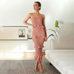 Penelope Smocked Ruffle Maxi Dress Ins Street