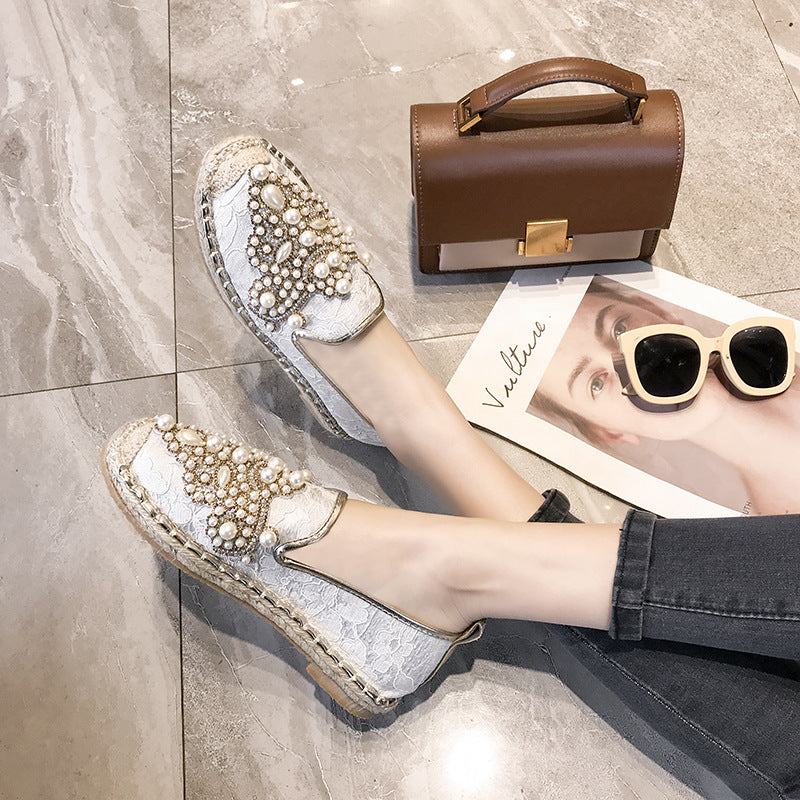 Bunte Strass-Espadrilles im Fischerstil 