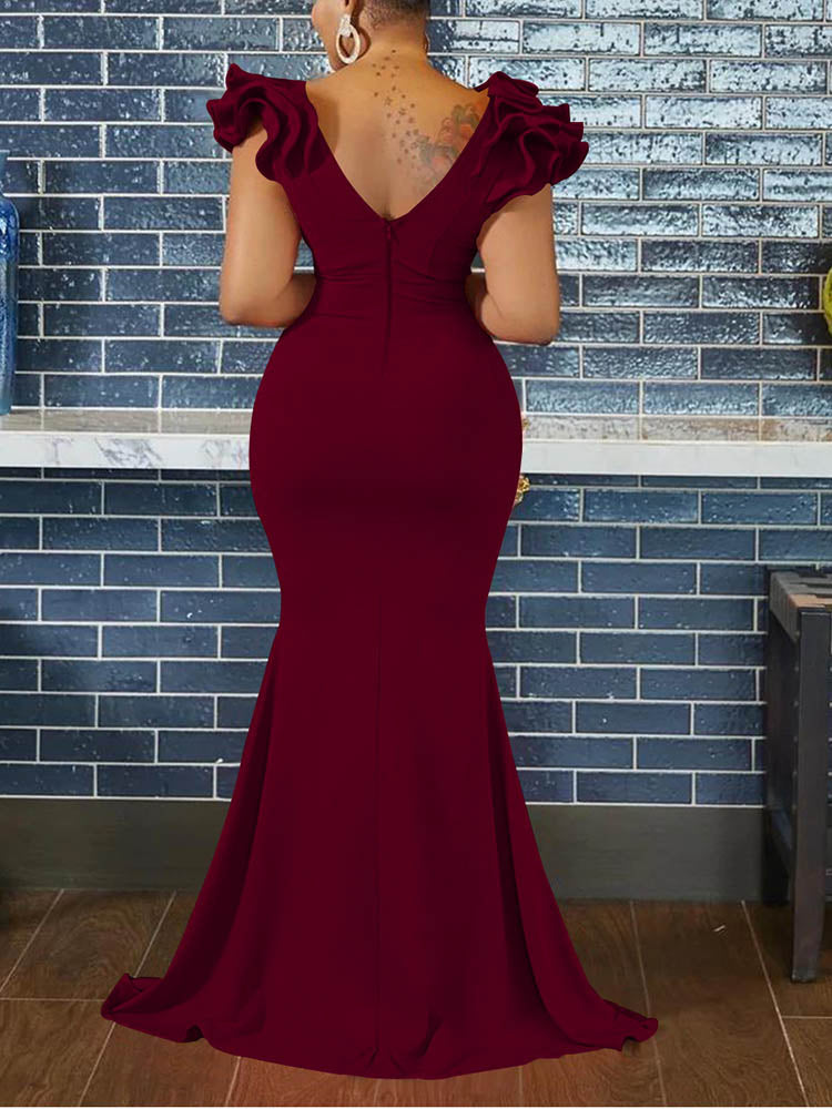 Elegantes Maxikleid mit Rüschenärmeln