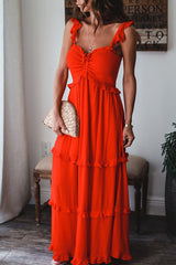 Solid Split Joint Spaghetti Strap Princess Dresses