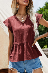 Elegant Solid Split Joint Frenulum V Neck T-Shirts Ins Street