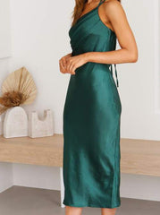 Solid Color Waist Slim Suspender Skirt