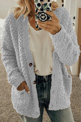 Solid Split Joint Cardigan Collar Tops