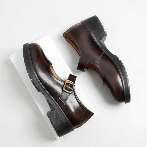 Mary Janes Shoes Leather Chunky Uniform Dress Shoes