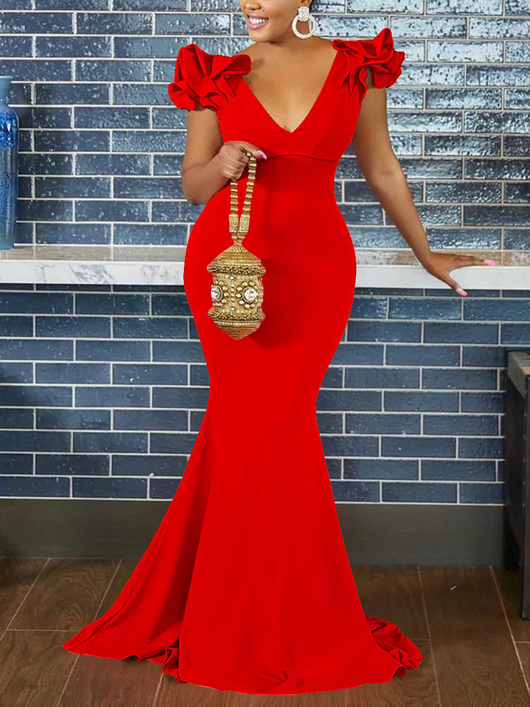 Elegantes Maxikleid mit Rüschenärmeln